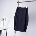 Women's High Waist Midi A-Line Skirt Elegant Bubble Hem Solid Color Polyester Spandex Skirt for Office Party Daily Wear