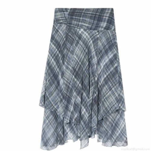 Women's Fashion Asymmetrical Plaid Midi Skirt Pearl Chiffon Layered High Waist Irregular Hem Streetwear Sexy Skirt for Women