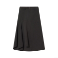 Women's Sexy Asymmetric Hem Midi Skirt High Waist Polyester Twill A-Line Skirt For Streetwear Party Daily Casual Solid Black Bottoms
