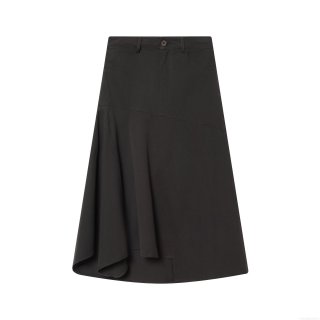 Women's Sexy Asymmetric Hem Midi Skirt High Waist Polyester Twill A-Line Skirt For Streetwear Party Daily Casual Solid Black Bottoms