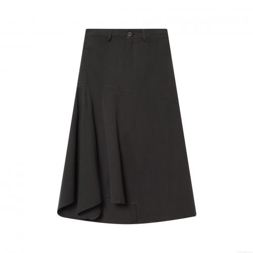 Women's Sexy Asymmetric Hem Midi Skirt High Waist Polyester Twill A-Line Skirt For Streetwear Party Daily Casual Solid Black Bottoms