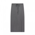 Women's Minimalist High Waist Straight Midi Skirt With Belt Elegant Solid Color Slit Office Business Casual Skirt For Women Polyester Spandex Blend