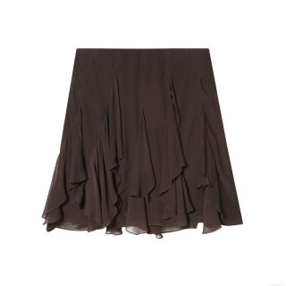 Women's Sexy Asymmetric Ruffle Mini Skirt Solid Color Chiffon Crepe High Waist Tiered Bodycon Short Skirts For Summer Streetwear Clubwear Party