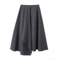 Women's High Waist Woolen Blend A-Line Pleated Skirt Elegant Mid-Length Solid Color Thickened Winter Umbrella Skirt For Ladies Office Daily Wear
