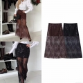 Women's High Waist Sequin Mesh Midi Skirt Sexy Sheer Embroidery Bodycon Straight Skirt For Party Clubwear Streetwear Elegant Sequin Pencil Skirt