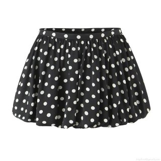Women's Polka Dot Bubble Mini Skirt Polyester High Waist Pleated A-Line Short Skirt Sexy Streetwear Fashion Casual Bottoms