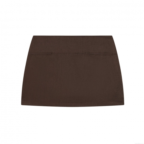 Women's Sexy High Waist Coffee Mini Skirt Bodycon Solid Color Streetwear Polyester Core-Spun Yarn Short Skirt Fashion Clubwear Summer Bottoms