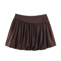 Women Sexy High Waist Puffy Bubble Mini Skirt Fashion Solid Color Pleated Short Skirt Satin Texture Streetwear Party Bottoms XX12157