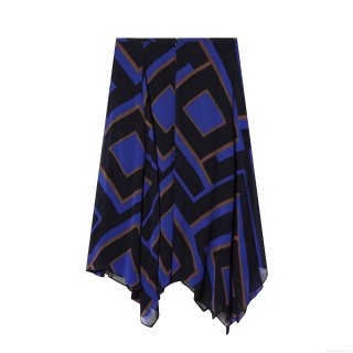 Women's Geometric Print Asymmetric Midi Skirt High Waist Irregular Hem Polyester Chiffon Skirt Street Style Fashion Sexy Lady Bottoms