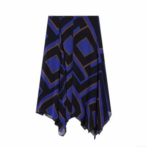 Women's Geometric Print Asymmetric Midi Skirt High Waist Irregular Hem Polyester Chiffon Skirt Street Style Fashion Sexy Lady Bottoms