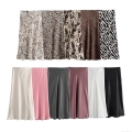 Women's Elegant Satin Midi Skirt High Waist Silk Texture A-line Skirt Bias Cut Leopard Zebra Animal Print Long Skirt For Party Dating Office Lady Streetwear