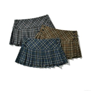 Women's Academic Plaid Pleated Mini Skirt High Waist School Girl Check Pattern Short Skirt With Side Buttons Casual Streetwear Y2K Fashion Bottoms