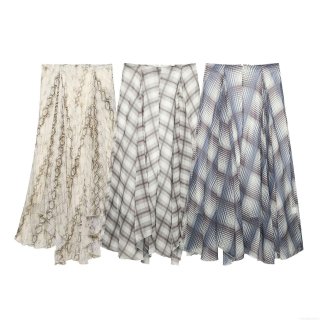 Women's High Waist Maxi Skirt Casual 100% Polyester Snake Skin Plaid Print Flared A-Line Long Skirt For Party Vacation Fashion