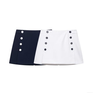 Women's Sexy High Waist Double Breasted Button Mini Skort A-Line Woven Polyester Fashion Shorts Skirt For Summer Daily Party Versatile Bottoms