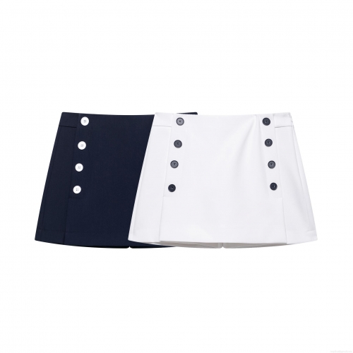 Women's Sexy High Waist Double Breasted Button Mini Skort A-Line Woven Polyester Fashion Shorts Skirt For Summer Daily Party Versatile Bottoms