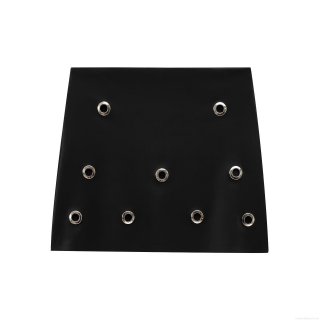 Women's Solid Black Grommet A-Line Mini Skirt Modern Sexy Streetwear With Silver Metal Eyelets High Waist Back Zipper Short Skirt Party Outfits
