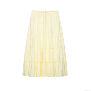 Women's Tiered Ruffle Maxi Skirt Solid Color Layered Cake Skirt High Waist Elastic Drawstring Bohemian Streetwear Long Skirt for Summer Vacation