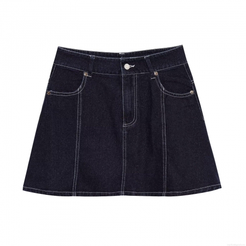 Women's High Waist Denim Mini Skirt Sexy A-Line Bodycon Skirt With Contrast Stitching And Front Buttons For Casual Party Streetwear Women's Clothing