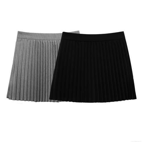 Women's High Waisted Pleated Mini Skirt Casual Solid Color A-Line Skort With Safety Lining Shorts For Streetwear School Party Ladies Skirt
