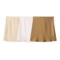 Women's Satin Mini Skirt 100% Polyester Silk Like A-Line Short Skirt for Party Daily Summer Sexy High Waist Half Skirt Ladies Fashion