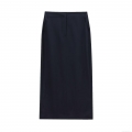 Women's High Waist Straight Midi Skirt TR Twill Woven Office Pencil Skirt With Back Slit Solid Black Elegant Business Commuting Skirt For Women