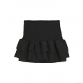 Women's Sexy Leopard Print Tiered Mini Skirt High Waist Ruffle Smocked A-Line Skort Fashion Solid Black Polyester Short Skirts for Women