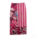 Women's Sexy Patchwork Floral Striped Satin Midi Skirt Elegant High Waist Print Bodycon Pencil Skirt Streetwear Spring Summer Bottoms
