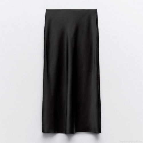 Women Satin Midi Skirt Elegant High Waist Silk Finish Solid Color Straight Pencil Skirts For Party Dating Work French Style Chic Lady Bottoms