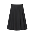Women's Fashion High Waist Pleated Midi Skirt Elegant A-Line Solid Color Polyester Skirt Streetwear Casual Bottoms