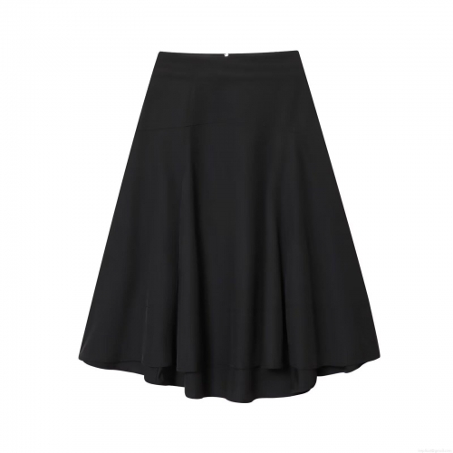 Women's High Waisted A-line Midi Skirt Polyester Solid Color Wide Swing Elegant Street Style Back Zipper Skirt For Daily Dating Party