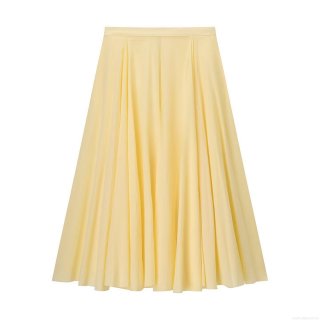 Women Elegant High Waist Pleated Midi Skirt Solid Color Polyester A-Line Wide Swing Skirt With Side Zipper For Casual Streetwear Party Office Lady