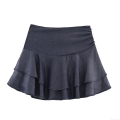 Women's Sexy High Waist Layered Ruffle Mini Skirt Cotton Polyester Woven Pleated A-Line Short Skirt Streetwear Fashion For Women