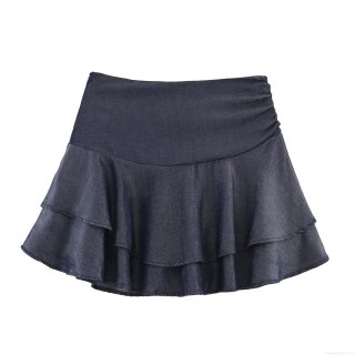 Women's Sexy High Waist Layered Ruffle Mini Skirt Cotton Polyester Woven Pleated A-Line Short Skirt Streetwear Fashion For Women