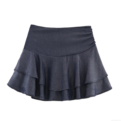 Women's Sexy High Waist Layered Ruffle Mini Skirt Cotton Polyester Woven Pleated A-Line Short Skirt Streetwear Fashion For Women
