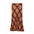 Women's Vintage Plaid Print High Waist Fishtail Skirt Retro Streetwear Sexy Slim Long Skirt Polyester Blend Bottoms