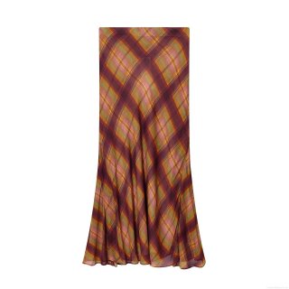 Women's Vintage Plaid Print High Waist Fishtail Skirt Retro Streetwear Sexy Slim Long Skirt Polyester Blend Bottoms