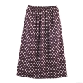 Women's Retro Polka Dot Midi Skirt High Waist Elastic Polyester Satin Straight Cut Street Style Casual Elegant Brown Skirt for Women Daily Fashion