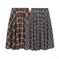 Women Retro Plaid A-Line Midi Skirt High Waist British Style Umbrella Swing Skirt Elegant Streetwear Polyester Bottoms For Ladies Dating Party