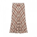 Women's Vintage Plaid Midi Skirt High Waist A-Line Straight Checkered Skirt Streetwear Autumn Winter Polyester Blend Bottoms for Ladies