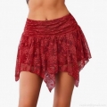 Women Sexy Lace Mini Skirt Irregular Layered Asymmetric Hem Floral Crochet Short Skirt Beach Vacation Summer Casual Bottoms