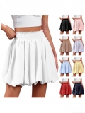 Women Fashion High Waist Bubble Mini Skirt Ruffled Layered Cake Skirt Elastic Waist Textured Solid Color Short Skirt For Summer Beach Party