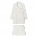 Women's Elegant Blazer and Skirt Two Piece Set Polyester Notched Lapel Single Button Jacket Wrap Tie Short Skirt Office Professional Commute Style Suits