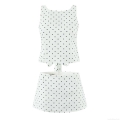 Women's 2 Piece Skirt Set Polka Dot Print Sleeveless Tie Back Tank Top And A-Line High Waist Mini Skirt Summer Casual Outfits Streetwear Fashion Suit