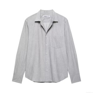 Women's Western Style Casual Two-Piece Set Long Sleeve Cotton Linen Texture Shirt And High Waist Asymmetric Satin Midi Skirt With Floral Embroidery Grey Outfit