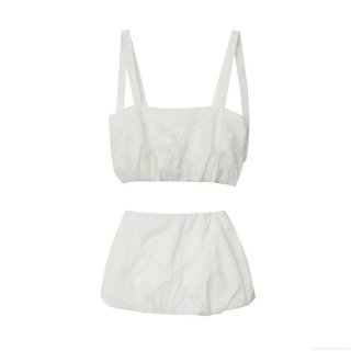 Women Summer 2-Piece Set White Lace Embroidery Camisole Crop Top And Fluffy Mini Skirt Outfits European Streetwear Sweet Elegant Vacation Clothing