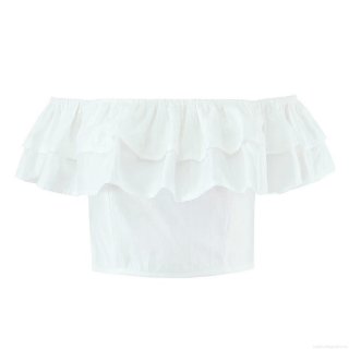 Women's Two Piece Vacation Set 100% Cotton Off Shoulder Ruffle Crop Top And Eyelet Embroidery Layered Maxi Skirt White Summer Beach Party Outfit