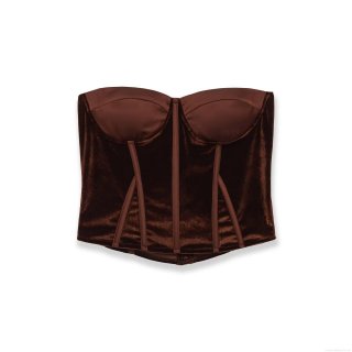 Women's Two Piece Skirt Set Brown Velvet Corset Top And Sequin Maxi Long Skirt Sexy Bodycon Clubwear Outfits For Night Out Party