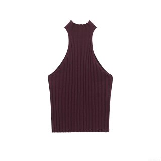 Women Ribbed Knit Halter Neck Top And Midi Skirt Set Mercerized Cotton Slim Fit Two Piece Outfits Sexy Streetwear Bodycon Skirt Suit