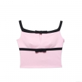 Women's Sexy Pink Cami Crop Top and Bow Knot Skort Set Cotton Blend Contrast Webbing Two Piece Outfits for Summer Streetwear Party Women Clothing