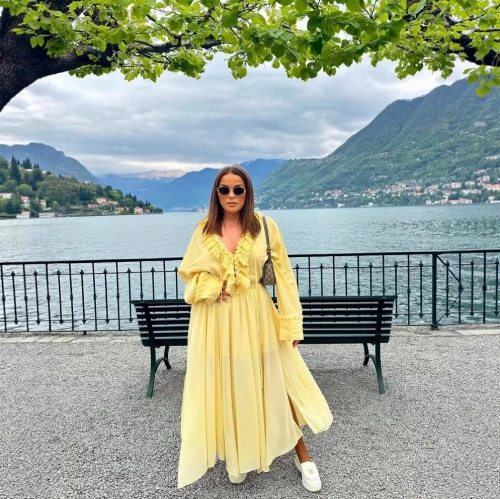 Women's Two Piece Skirt Set Ruffle Long Sleeve Pleated Shirt And High Waist Drawstring Maxi Skirt Set Lightweight Polyester Vacation Outfits